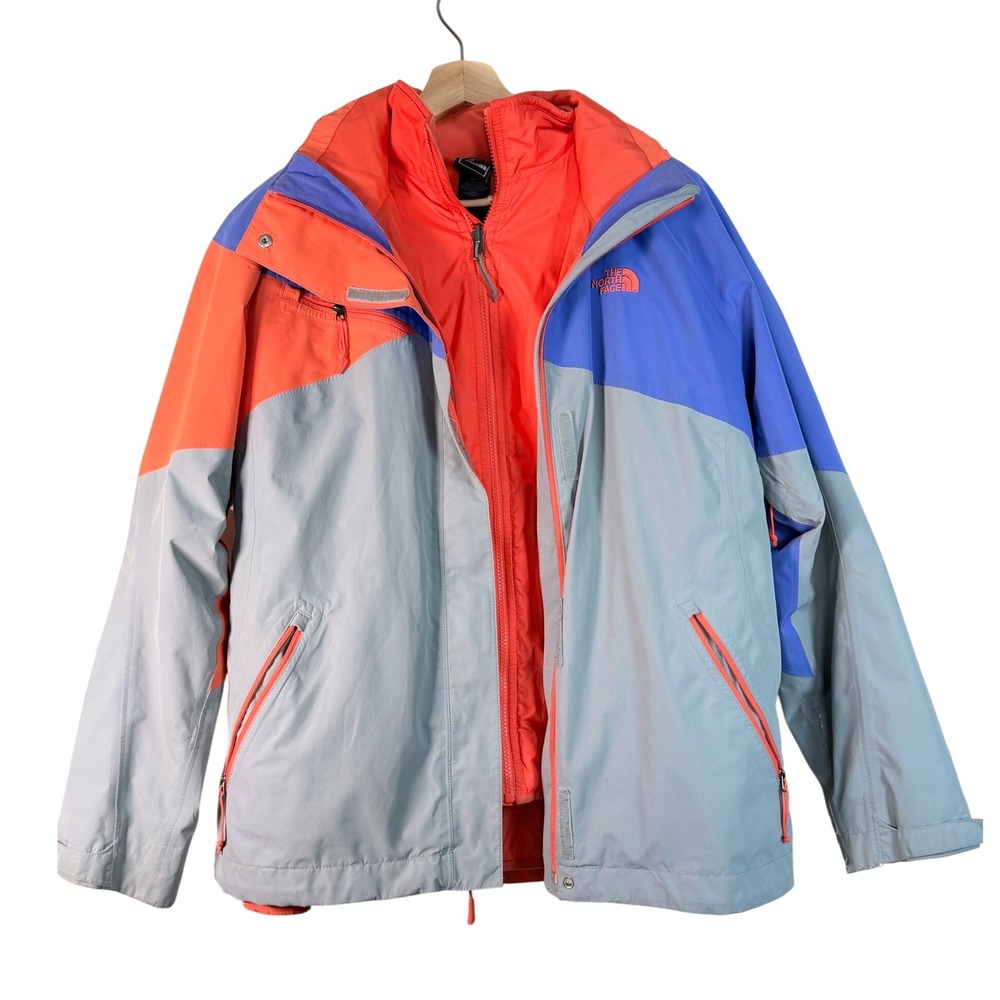 The North Face‎ Triclimate Jacket 2 pc Womens L Waterproof Insulated Orange Blue
